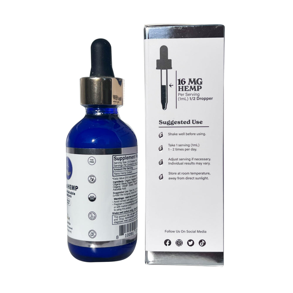 Science-Rite Nano Water-Soluble Hemp drops ingredient panel reveals vegan non GMO formula
