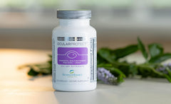 ScienceBased Health OcularProtect capsules on a counter for convenient daily nutrition.