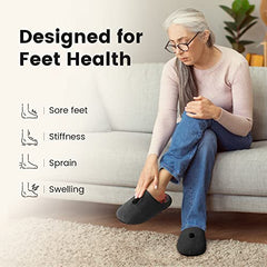 Scienlodic foot therapy device in use showing three therapy modes.