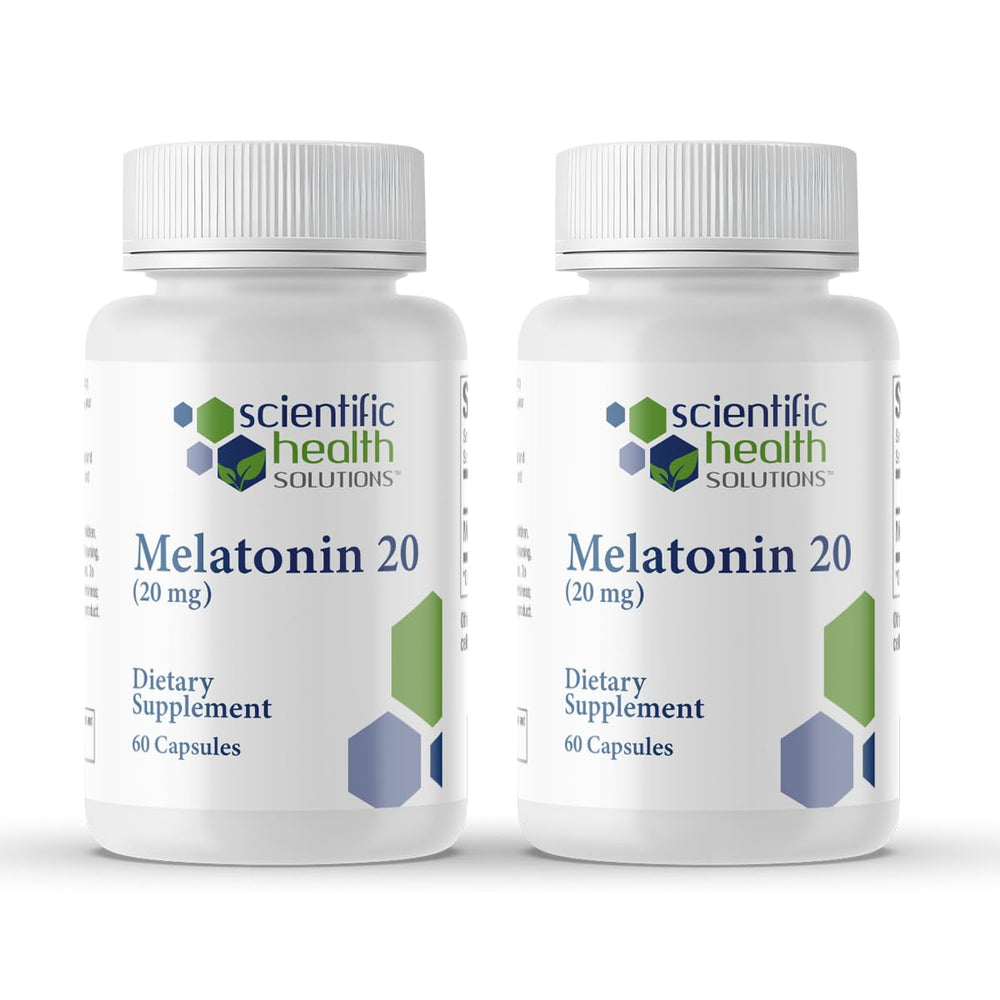 Scientific Health Solutions melatonin 20mg bottle front view for supported sleep routine.