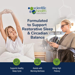 Scientific Health Solutions Melatonin capsules close-up showing easy-to-swallow form.