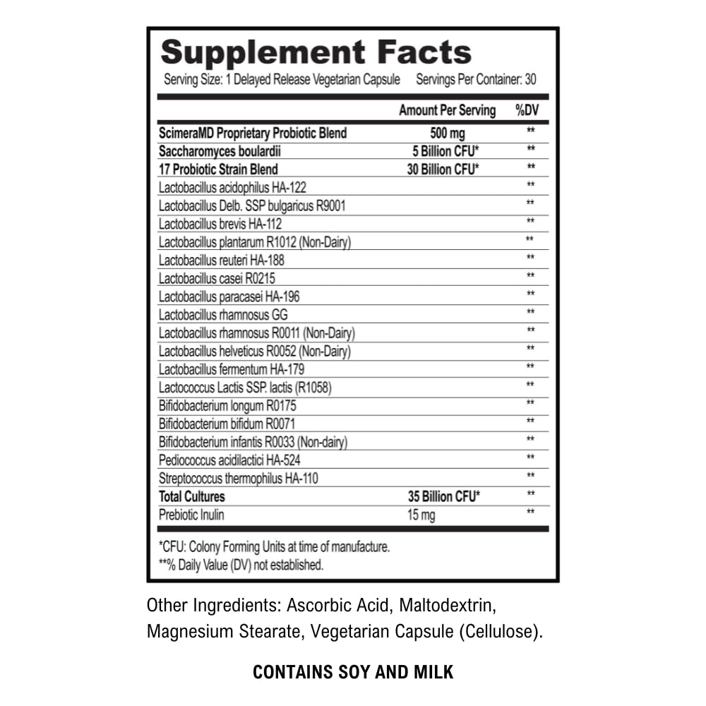 Asprega label highlights 35B CFUs and Saccharomyces boulardii included
