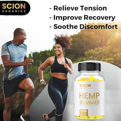 Scion Organics hemp gummies raspberry serving — one gummy per day routine.