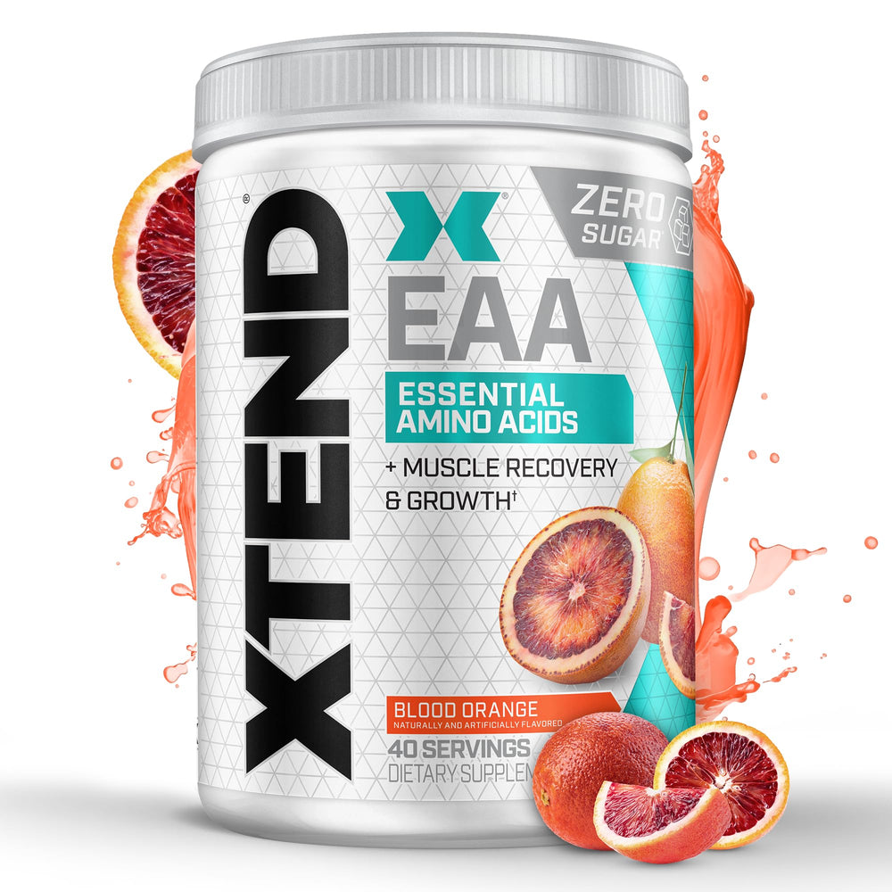 Scivation Xtend EAA powder, blood orange flavor, for intra-workout amino support.