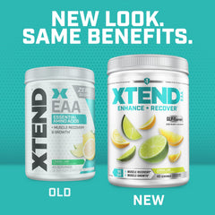 Scivation Xtend Lemon Lime container beside ice for refreshing hydration.