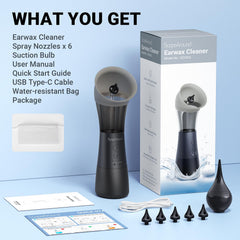 Six-nozzle system supports safe, effective ear cleaning at home or away.