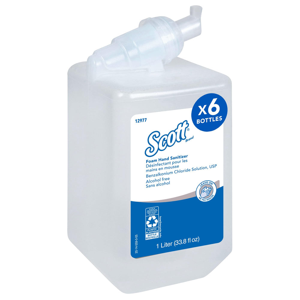 Scott Professional foam hand sanitizer bottle foaming action for gentle cleansing.