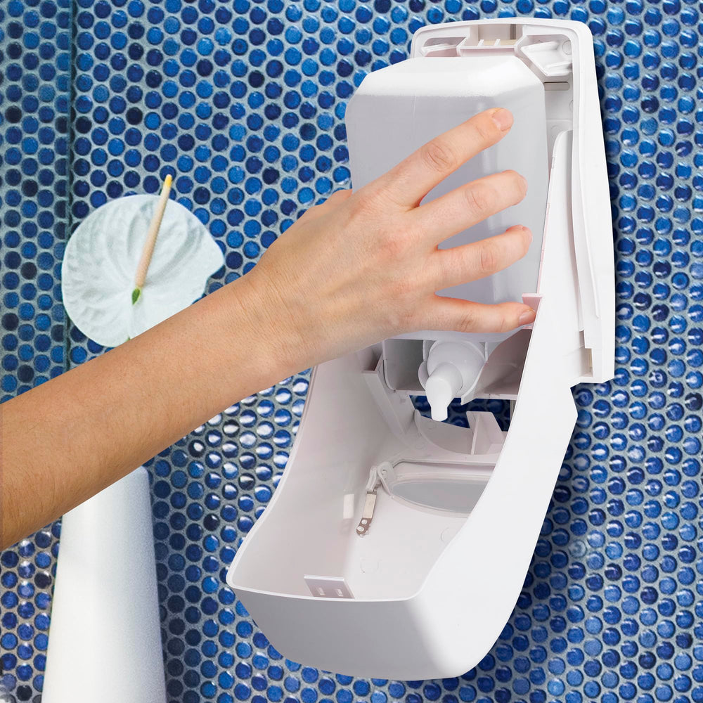 Scott Professional wall-mount compatibility demonstrates easy integration with dispensers.