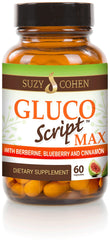 Script Essentials Gluco Script bottle front showing branding for daily wellness support.