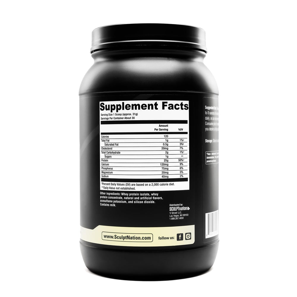 Sculpt Nation vanilla protein with BCAAs shown in bottle close-up