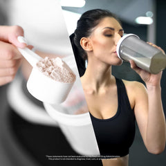 Sculpt Nation vanilla protein scoop measuring a quick post-workout serving