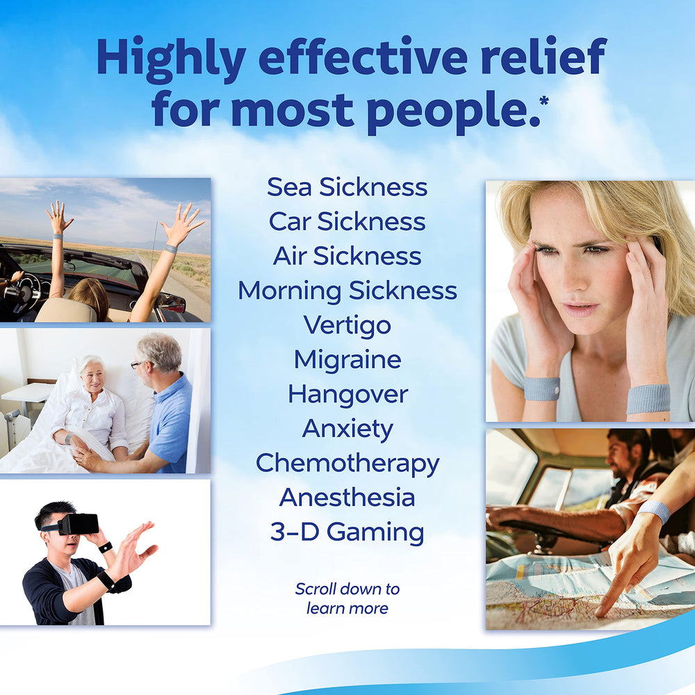 Sea-Band wristbands apply P6 acupressure point on wrists