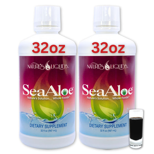SeaAloe Nature's Liquids Aloe Vera Juice bottle for daily hydration