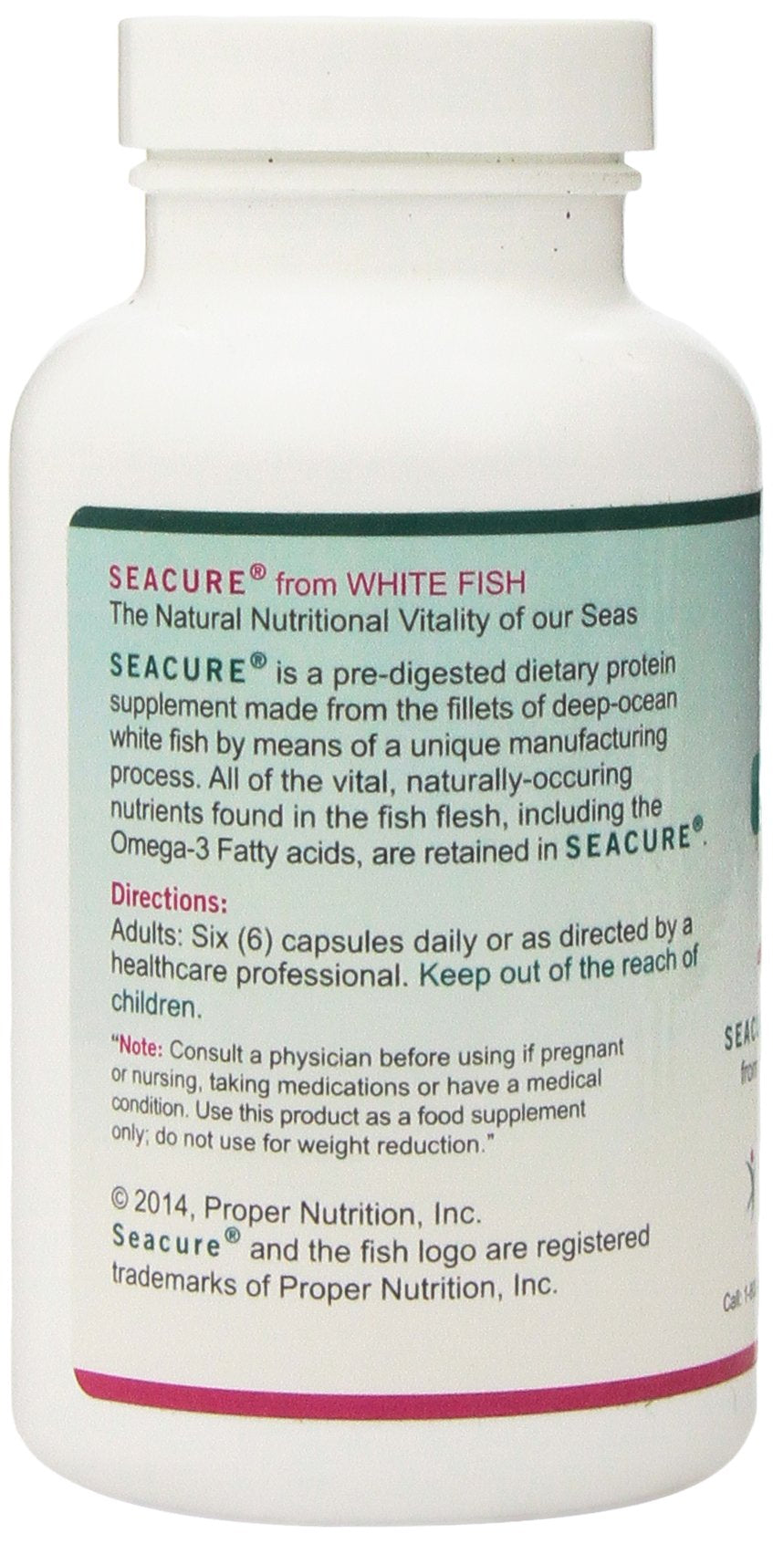 Seacure 180 capsules close-up highlighting pre-digested protein form