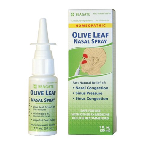 Seagate Olive Leaf Throat Spray bottle raspberry-spearmint for mouth comfort.