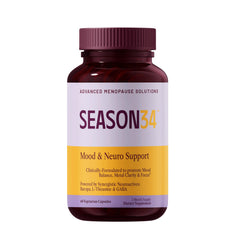SEASON34 menopause mood memory bottle cap offers on-the-go non-hormonal focus support.