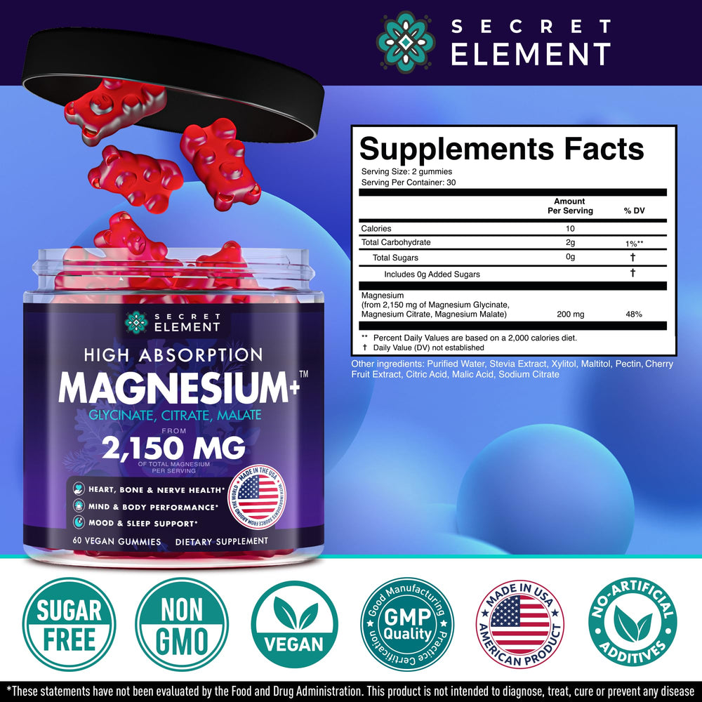 Third-party tested badge on Secret Element magnesium glycinate gummies