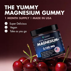 Secret Element Magnesium Gummies cherry closeup shows tasty vegan chews.