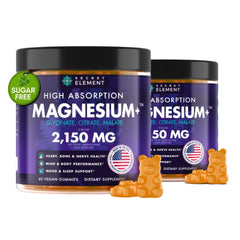 Secret Element magnesium glycinate gummies bottle in orange flavor for daily wellness.
