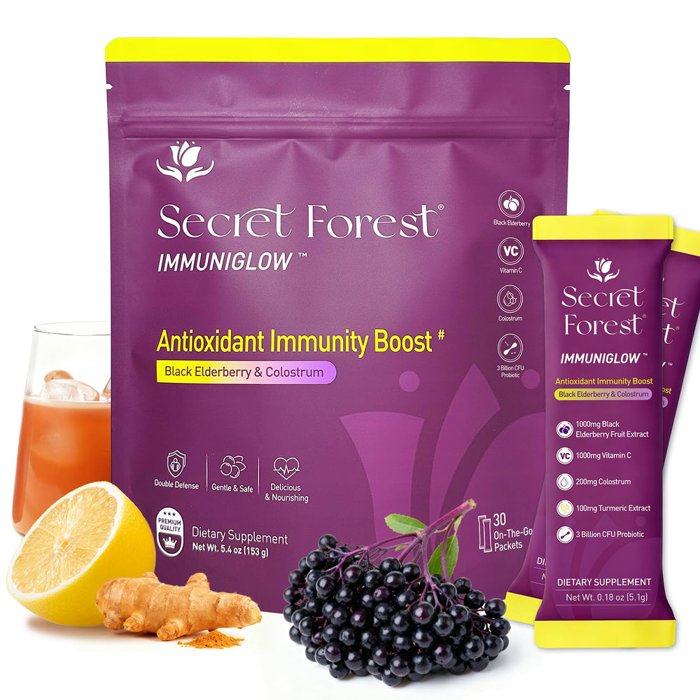 Secret Forest ImmuniGlow bottle showcasing daily immune support formula