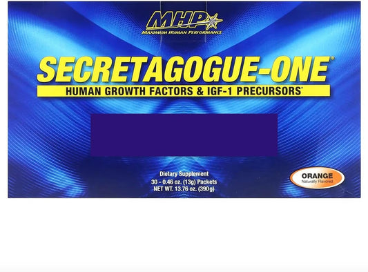 Secretagogue Gold bottle close-up highlights premium, gluten-free age management support.