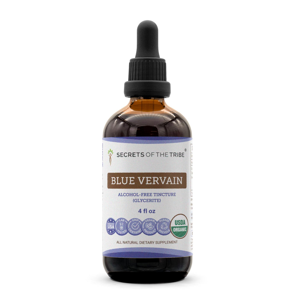 Secrets of the Tribe Blue Vervain bottle pour for calm moments