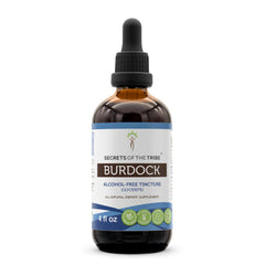 Secrets of the Tribe Burdock tincture bottle showing purity and label