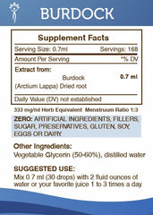 Secrets of the Tribe Burdock tincture USA made badge indicating high purity