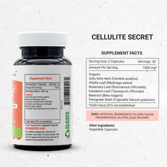 Secrets of the Tribe Cellulite Secret ingredients label featuring gotu kola and beet root.