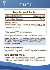Secrets of the Tribe Chaga tincture ingredients image emphasizes wildcrafted chaga and clean sourcing.