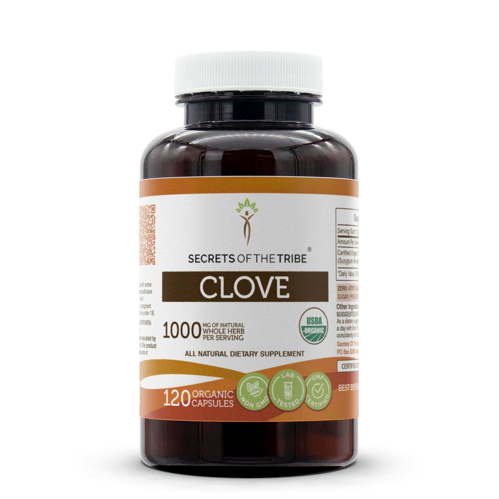 Secrets of the Tribe Clove capsules bottle for easy daily wellness routine
