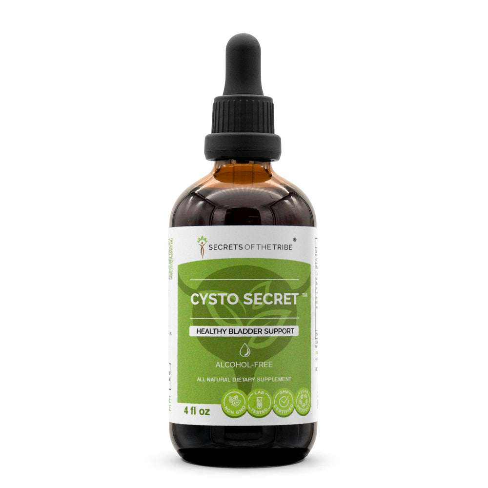 Secrets of the Tribe Cysto Secret bottle pour facilitates easy daily dosing