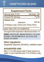 Secrets of the Tribe Hawthorn Blend Tincture label detail indicating an alcohol-free formula