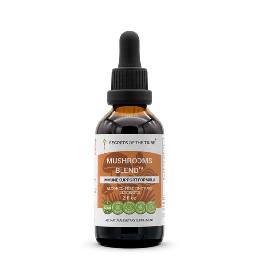 Secrets of the Tribe Mushrooms Blend bottle for daily wellness