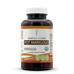 Secrets of the Tribe Pot Marigold bottle front with USDA Organic seal for purity