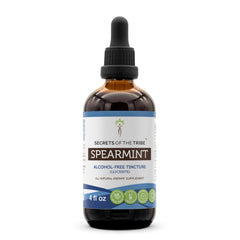 Secrets of the Tribe Spearmint bottle pour shows alcohol-free tincture for daily use