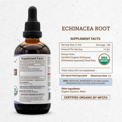 Secrets of the Tribe Echinacea tincture dropper close-up, convenient dosing.