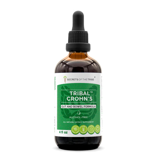Secrets of the Tribe tribal crohn's tincture bottle front for alcohol-free gut support