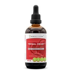 Secrets of the Tribe Tribal Heart bottle front, alcohol-free herbal extract for daily vitality.