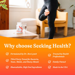 Seeking Health B Complex MF packaging focusing on quality and safety.