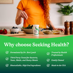 Seeking Health Digestive Enzymes amylase-protease-lipase icon highlights enzyme action.