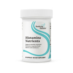 Seeking Health Histamine Nutrients bottle front view highlighting contents for seasonal support.