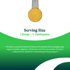 Seeking Health Optimal GI Plus peach dissolving powder poured into a glass of water
