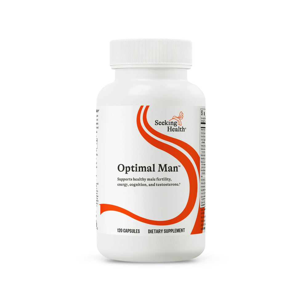 Seeking Health Optimal Man bottle front showing daily energy support potential
