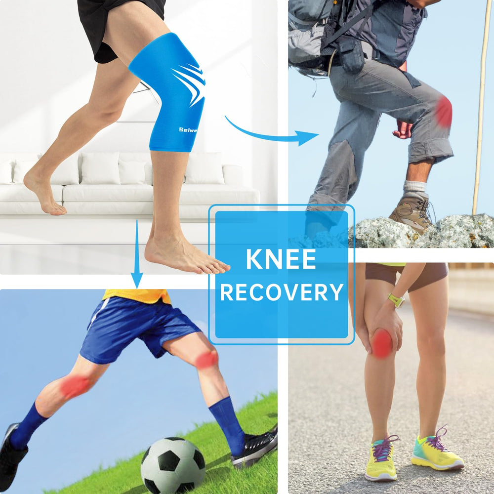 SEIWEHIDO skin-friendly Lycra knee wrap hugs the joint for gentle support.