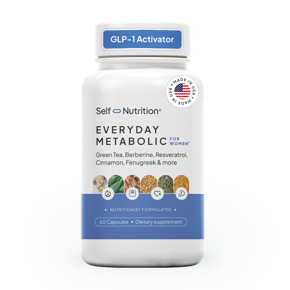 SELF NUTRITION GLP-1 Berberine bottle shows appetite-support packaging.