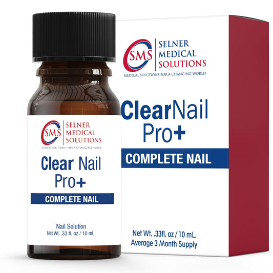 Selner Clear Nail bottle with angled dispense highlights easy application for clearer-looking nails.