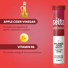 Seltz Balance effervescent tablet dissolving in water for a quick mood-friendly support