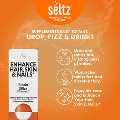 Seltz Enhance tablet detail with silica for potential hair strength and shine