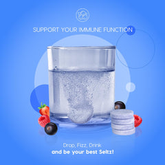 Seltz on-the-go setup with a water bottle for daily routine and immunity.